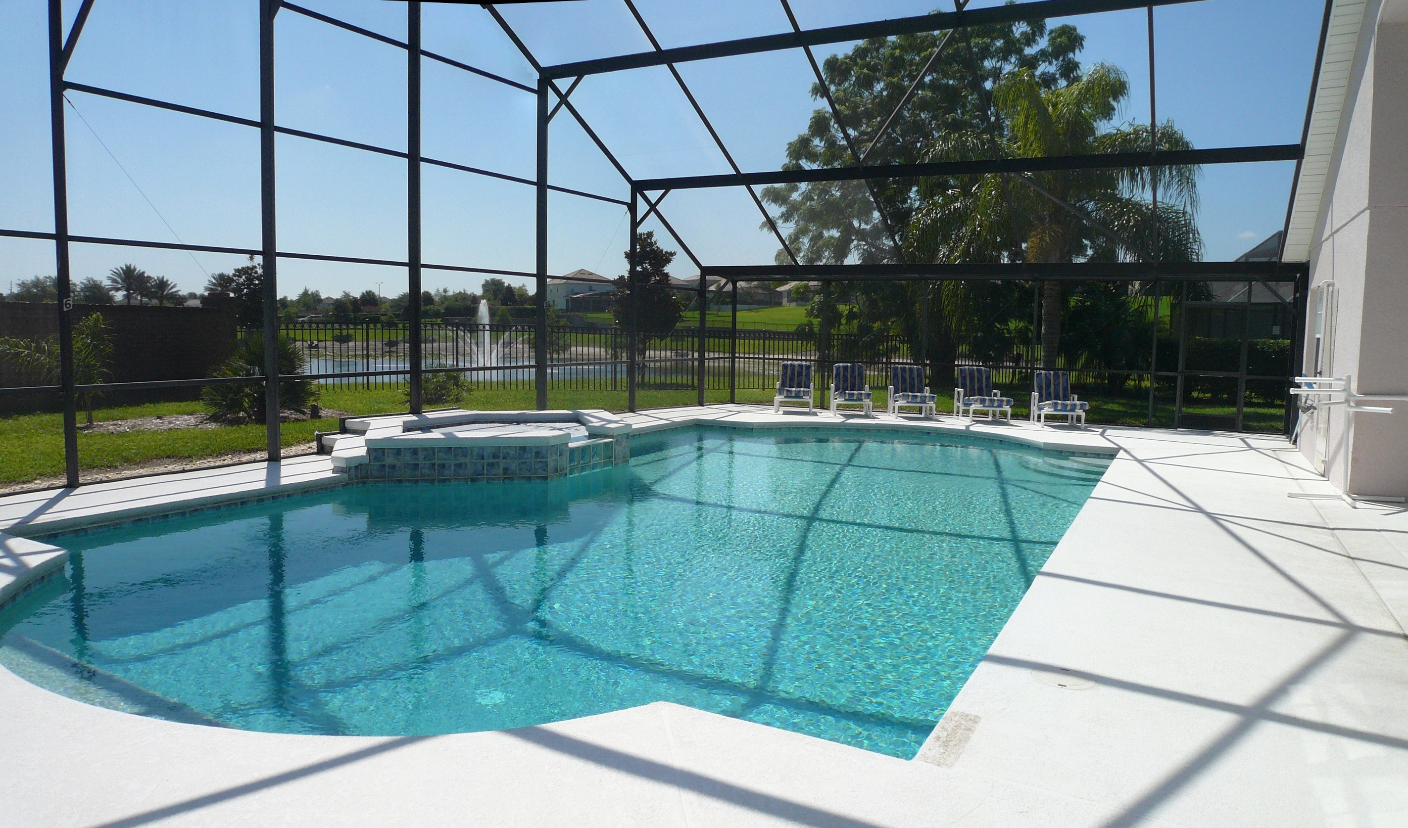 Huge Pool at Florida Villa 2 miles from the Walt Disney World Main Gate with Heated Pool & SPA & Games Room, This is a picture of the 40 Foot pool Spa of our Orlando / Kissimmee Vacation Home - Florida's Theme Park Villa.  Welcome to our Website!!